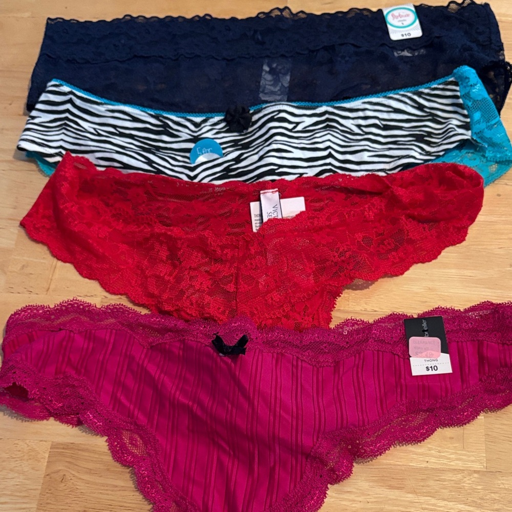 Victoria's Secret Lace and Patterned Panty Collection - Red, Pink, Blue, Black